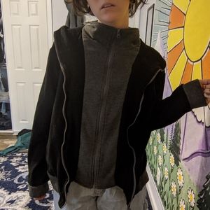 Black and grey double zip jacket